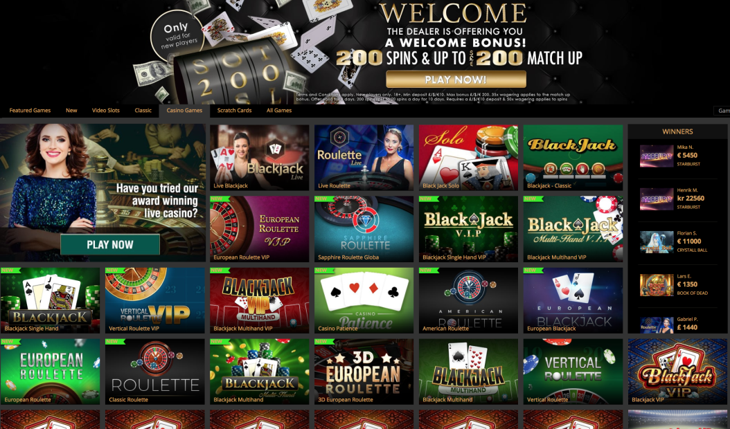 Play online slots at Dealers Casino today