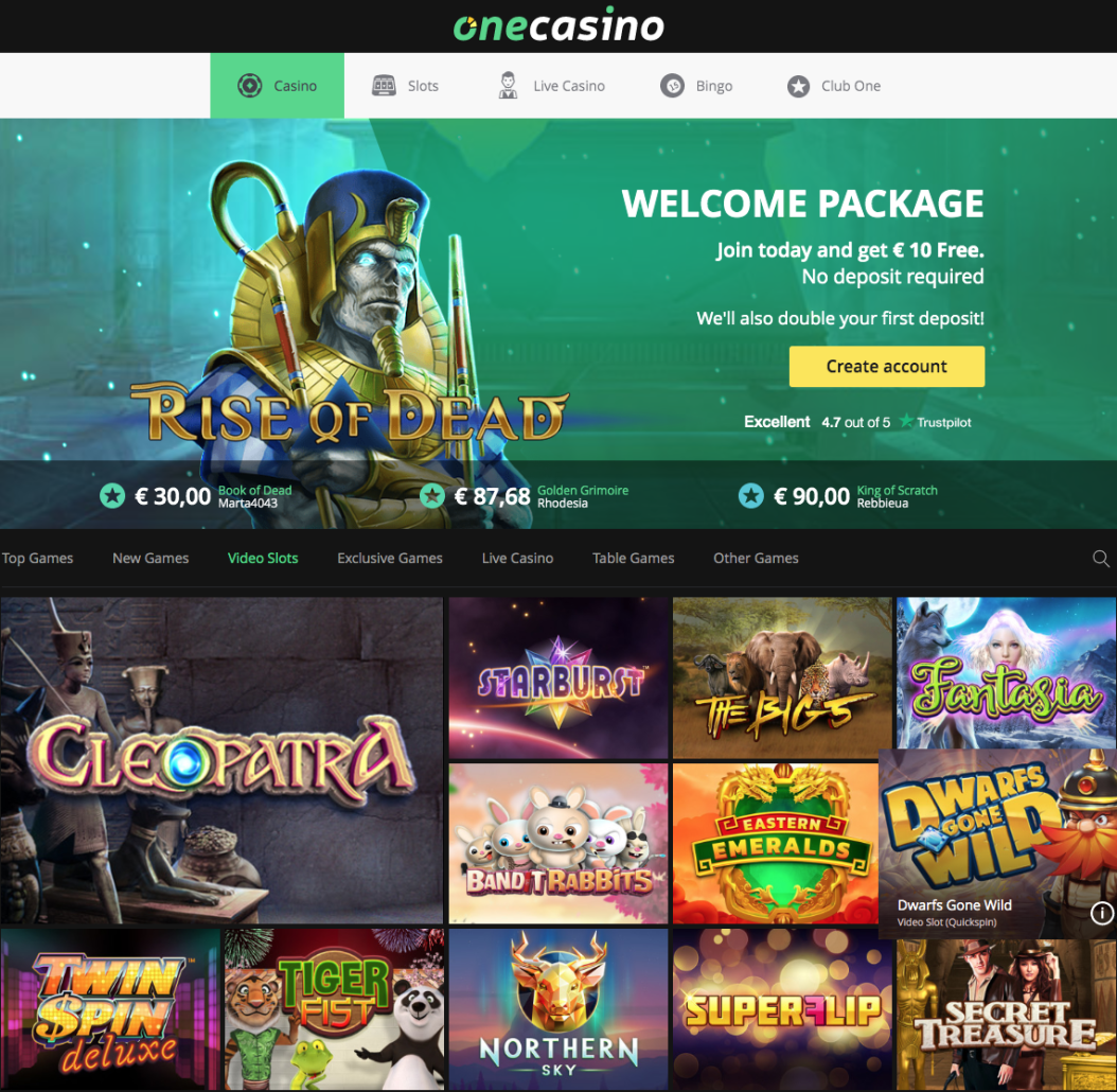 Play exciting online video slots at One Casino