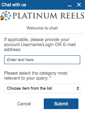 Customer support at Platinum Reels online casino