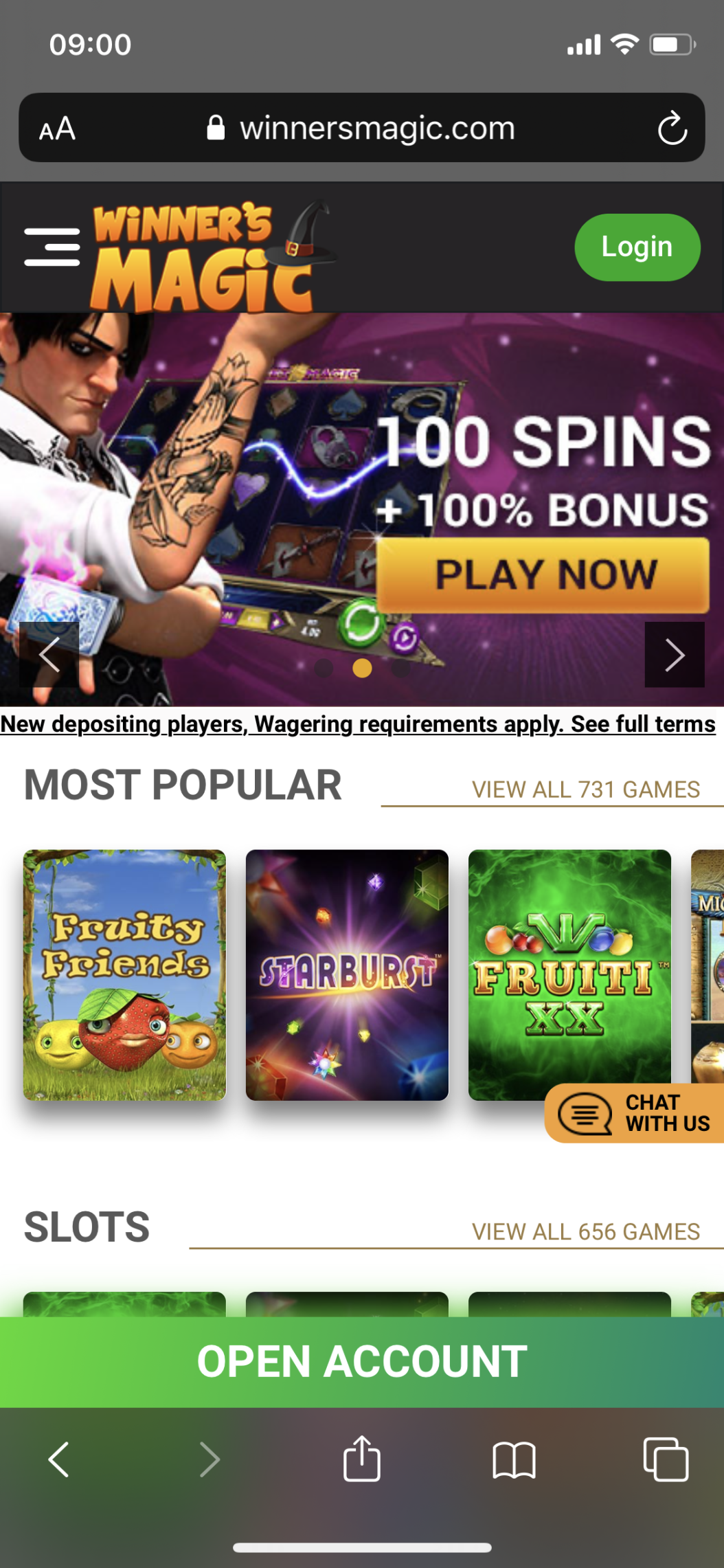 Winners magic mobile version